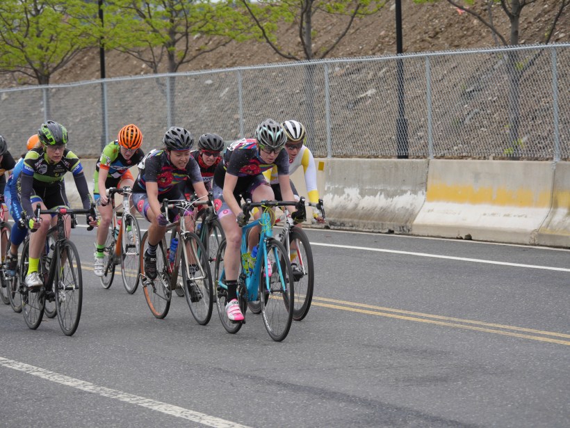 Michaela setting the pace for the chase group.